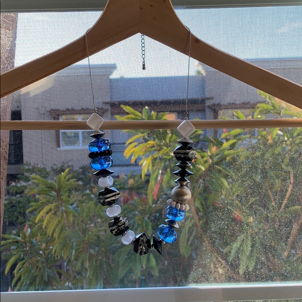 Blue, grey, and black chunky necklace